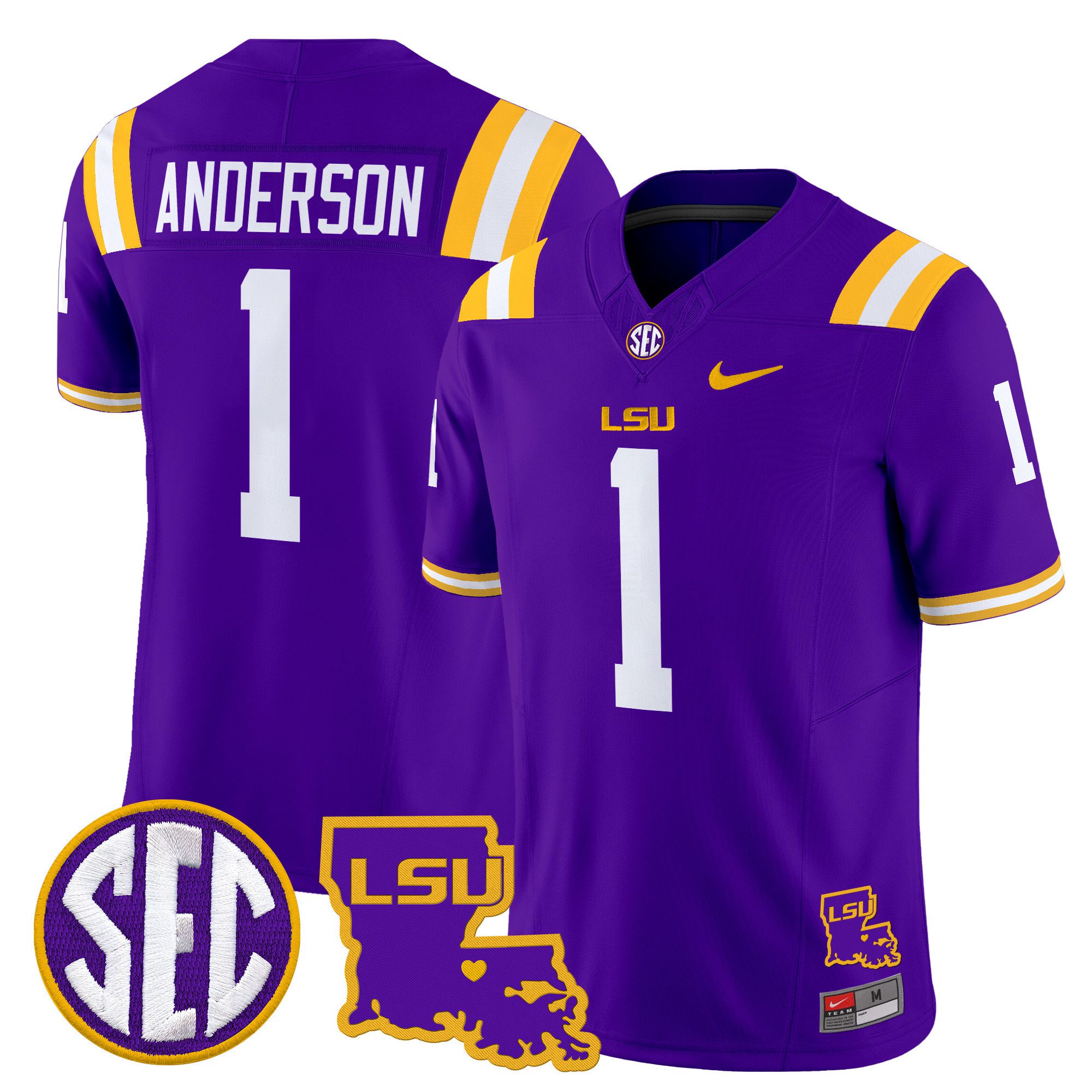 Men LSU Tigers #1 Anderson Purple 2024 Nike Louisiana Patch Vapor Limited NCAA Jersey style 1->indianapolis colts->NFL Jersey